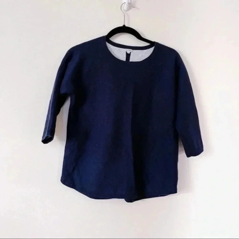 🔥 Jigsaw wool blend 3/4 sleeve navy sweater Small